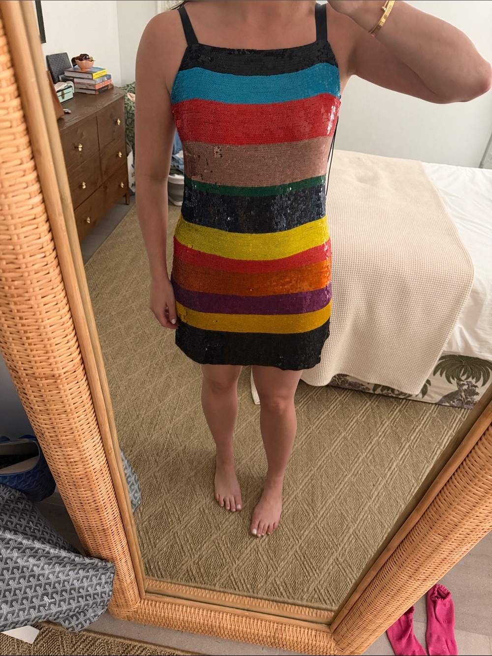 Alice + Olivia Multicolor Sequin Striped Mini Dress